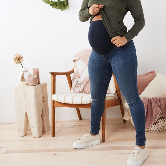 Indigo Blue Pants - INDIGO BLUE Belly Stretch Ankle Maternity Jeggings